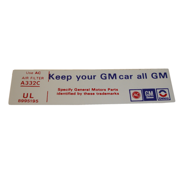 Rubber The Right Way - Air Cleaner Decal - "All GM"