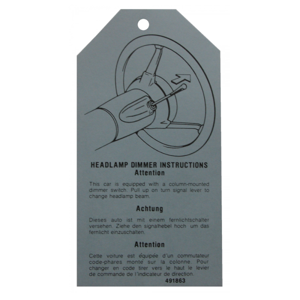 Rubber The Right Way - Headlight Dimmer Instructions Tag