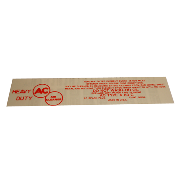 Rubber The Right Way - Air Cleaner Decal - 4 Barrel - A63C