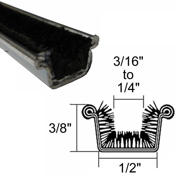 Cooper Standard - Window / Glass Run Channel - Rigid - With Stainless Bead - Pair of 3' Strips - 3/8" Tall 1/2" Wide