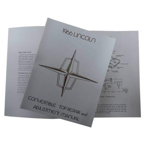 1966 Lincoln Continental Convertible Restoration Parts Convertible Top Repair & Adjustment Manual - Part #MP0063
