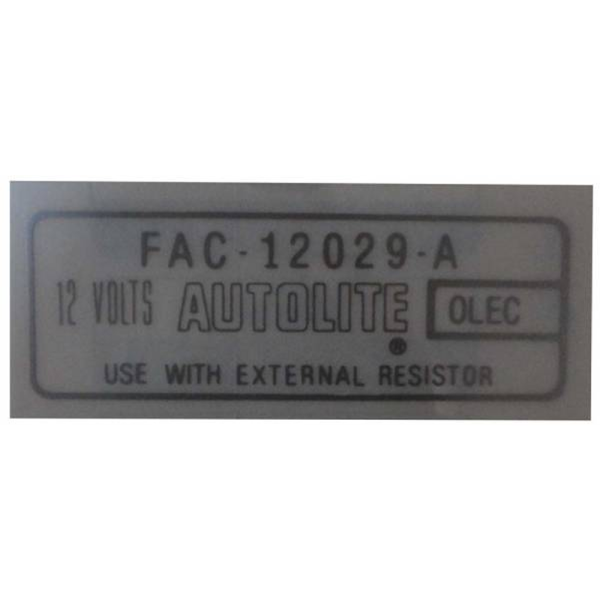 1965-72 Lincoln Restoration Parts Coil Decal - DL0099