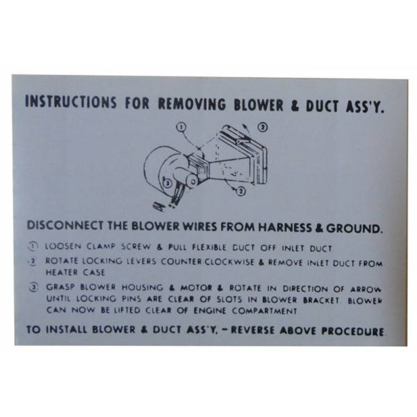 1955-56 Lincoln Restoration Parts Heater Instructions Decal - Part #DL0200.