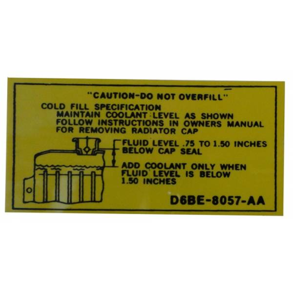 1976-82 Lincoln Restoration Parts Radiator Caution Decal - Part #DL0381.