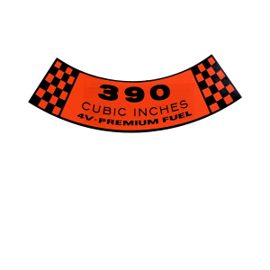 "390-4V Premium Fuel" Air Cleaner Decal