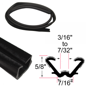 Glass Run Channel - Flexible - 8' Strip - 5/8" Tall 7/16" Wide