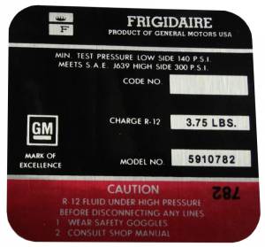 Frigidaire AC Compressor Decal