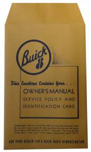 New Vehicle Owners Manual Envelope