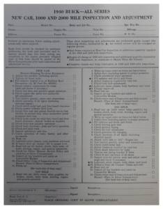New Vehicle Inspection Sheet