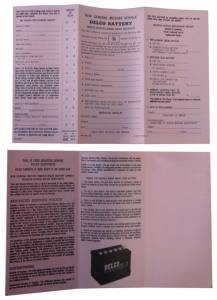 Delco Battery Owners Certificate