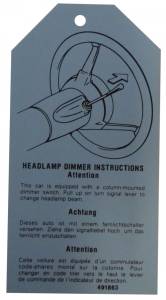 Headlight Dimmer Instructions Tag