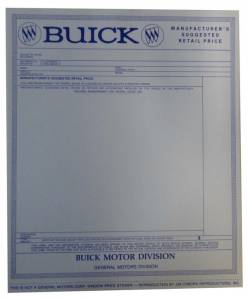 New Vehicle Window Price Sheet