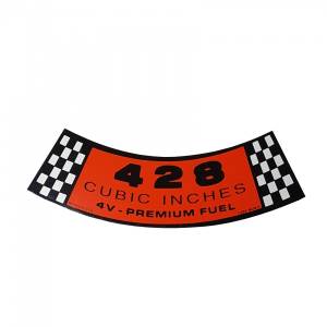 "428 4-V Premium Fuel" Air Cleaner Decal - Orange