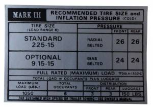 Tire Pressure Decal