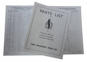 Columbia Axle Parts List