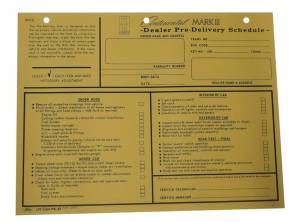 Dealer Pre-Delivery Sheet