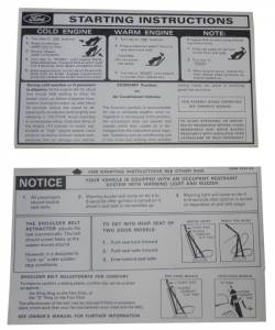Start Instructions - On Sun Visor