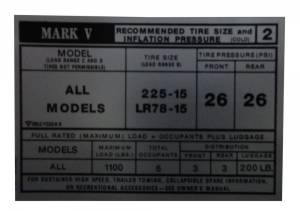Tire Pressure Decal