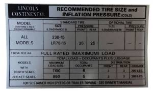 Tire Pressure Decal