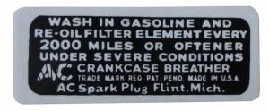 Oil Filler Cap Decal