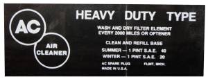 Air Cleaner Service Instructions Decal