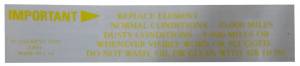 Air Cleaner Service Instructions Decal - Yellow