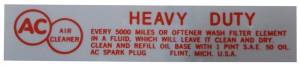 Air Cleaner Service Instructions Decal