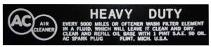 Air Cleaner Service Instructions Decal