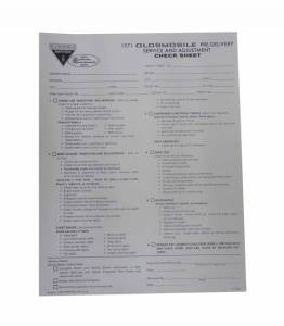 New Vehicle Pre-Delivery Sheet