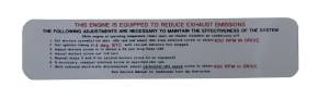 California Evaporative Emission Supplement Decal