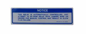 Diesel Glow Plug Caution Decal