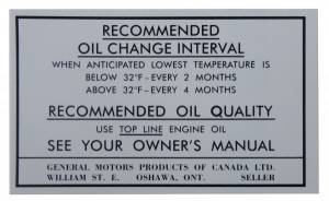 "Canada" Oil Change Decal