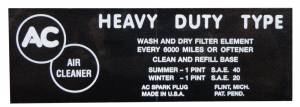 Oil Bath Air Cleaner Service Instructions Decal - 4V