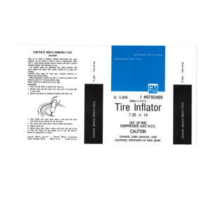 Space Saver Spare Tire Instructions Decal - 7.35 X 14 Tire