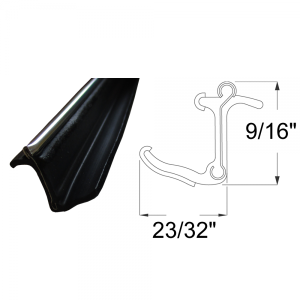 Beltline Weatherstrip - Also Called Window Sweeps, Felts or Fuzzies - Rigid - Inner or Outer - 9/16" Tall 23/32" Wide - Stainless Bead