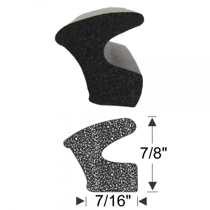 General Use Sponge Rubber Extrusion Seal - 7/8" x 7/16" - Many Applications Including Doors, Trunk, Cowl, Etc.