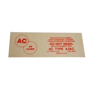 Air Cleaner Decal - Dry Style