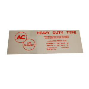 Air Cleaner Decal - Oil Bath Style