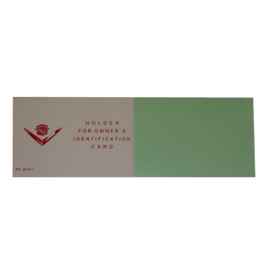 Owners ID Card Plastic Holder