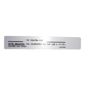 Radiator Cap Instructions Decal