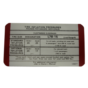 Tire Pressure Decal