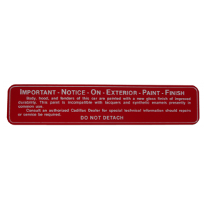 Glove Box Paint Notice Decal