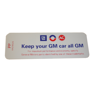 Air Cleaner Decal - "All GM"