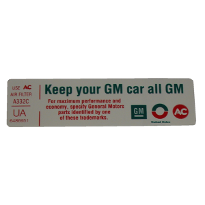 500 C.I. Air Cleaner Service Decal