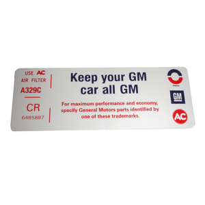 Air Cleaner Decal - "All GM"