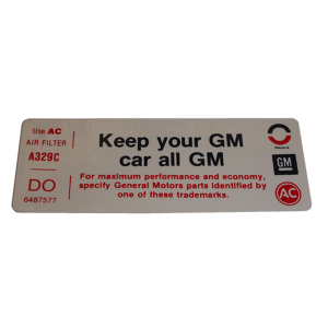 Air Cleaner Decal - "All GM"