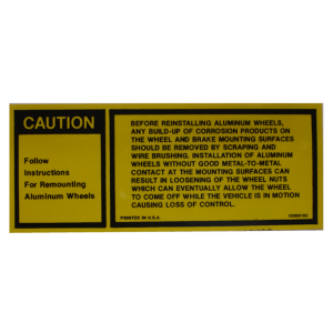 Caution Aluminum Wheel Decal - In Trunk