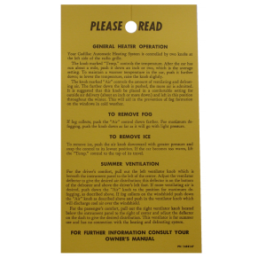 Heater Instructions Tag