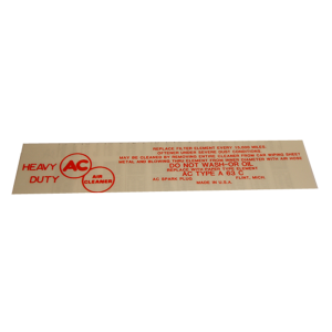 Air Cleaner Decal - 4 Barrel - A63C