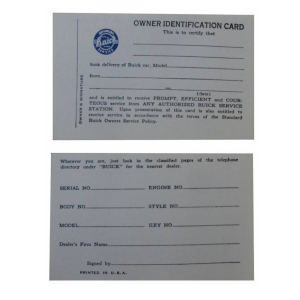 New Vehicle Owners ID Card